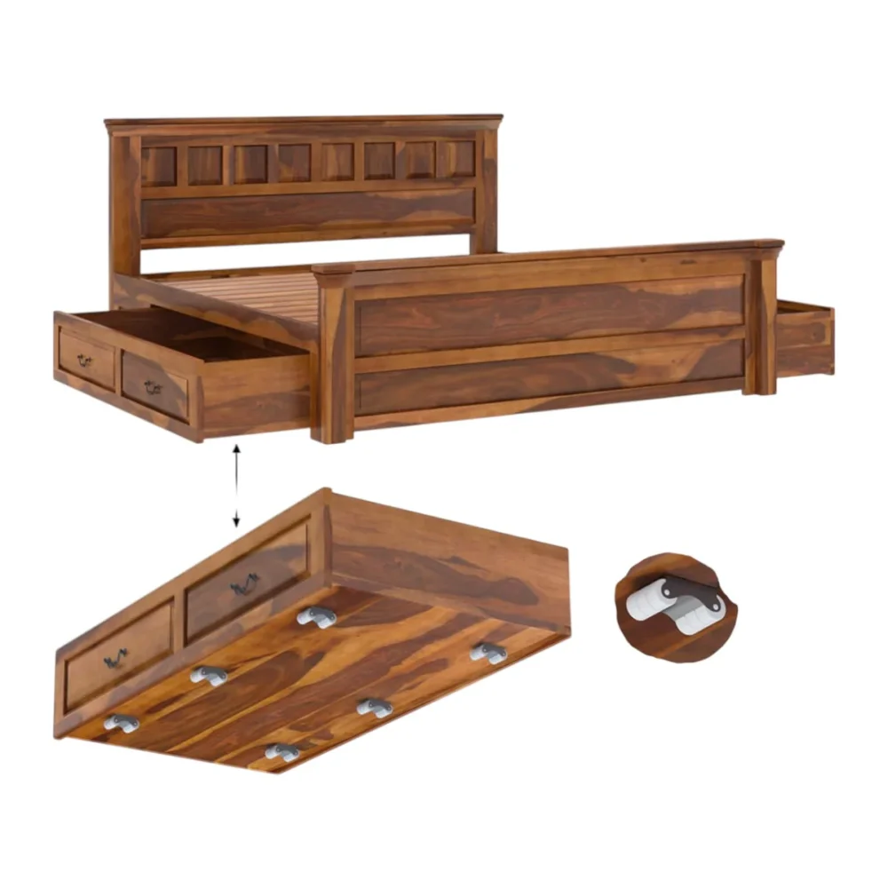 Ailey Sheenam Wood Drawers Storage Bed - Image 6