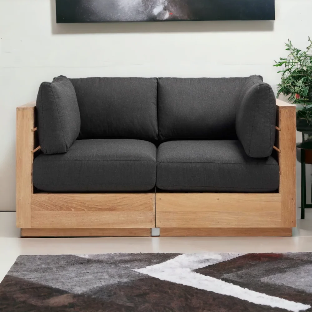 Hallan 2 Seater White Oak Modular Sofa
