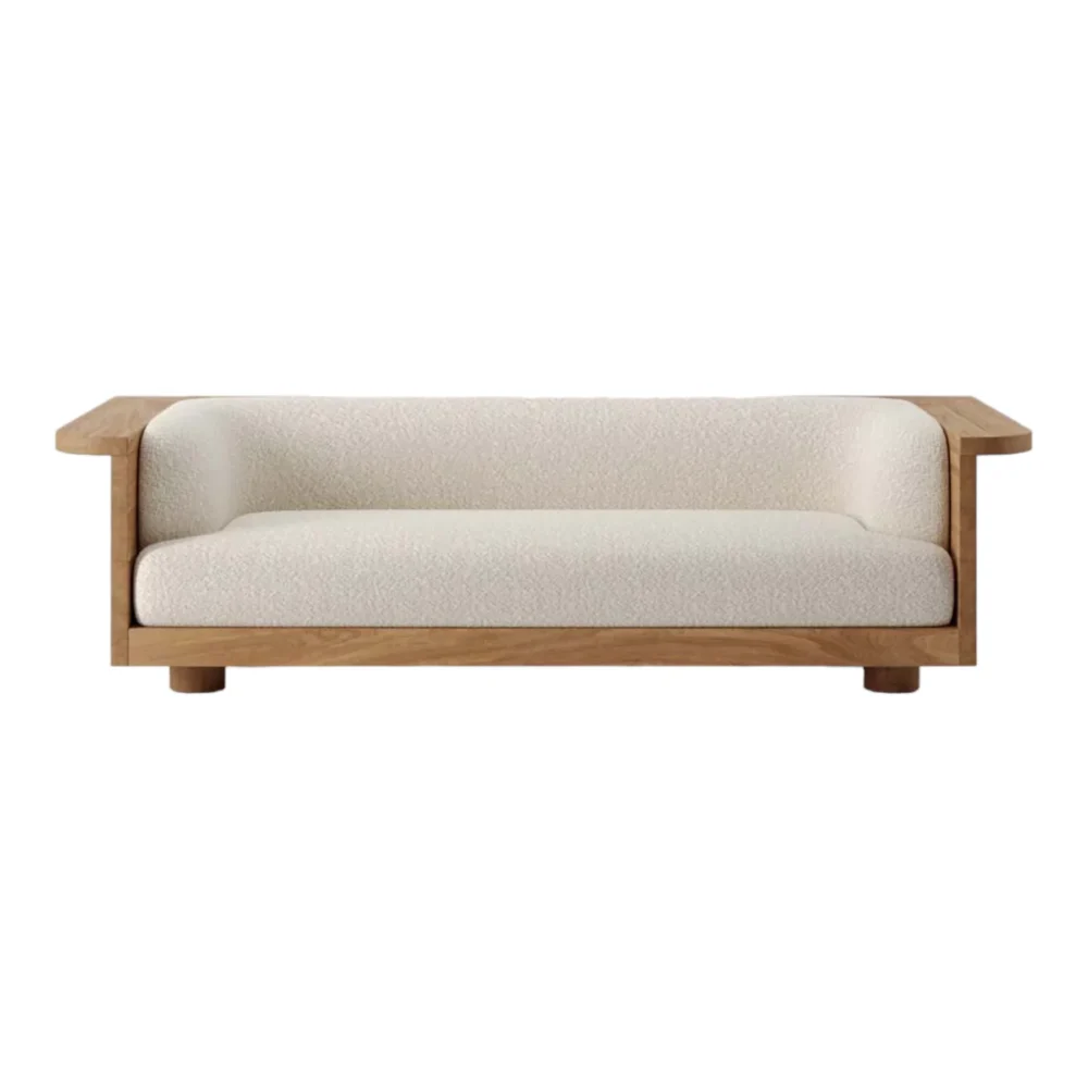 Harika 3 Seater Sofa White TeakWood - Image 4