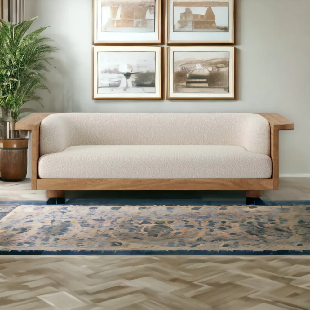Harika 3 Seater Sofa White TeakWood
